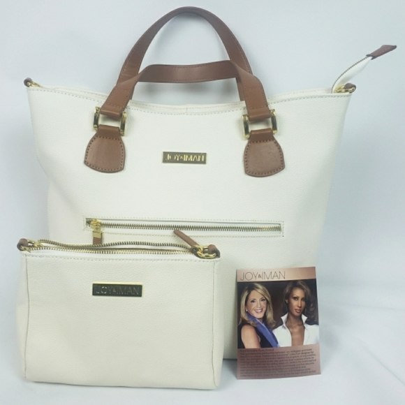 Joy & Iman Cream Leather Alexandra Tote - Picture 1 of 10